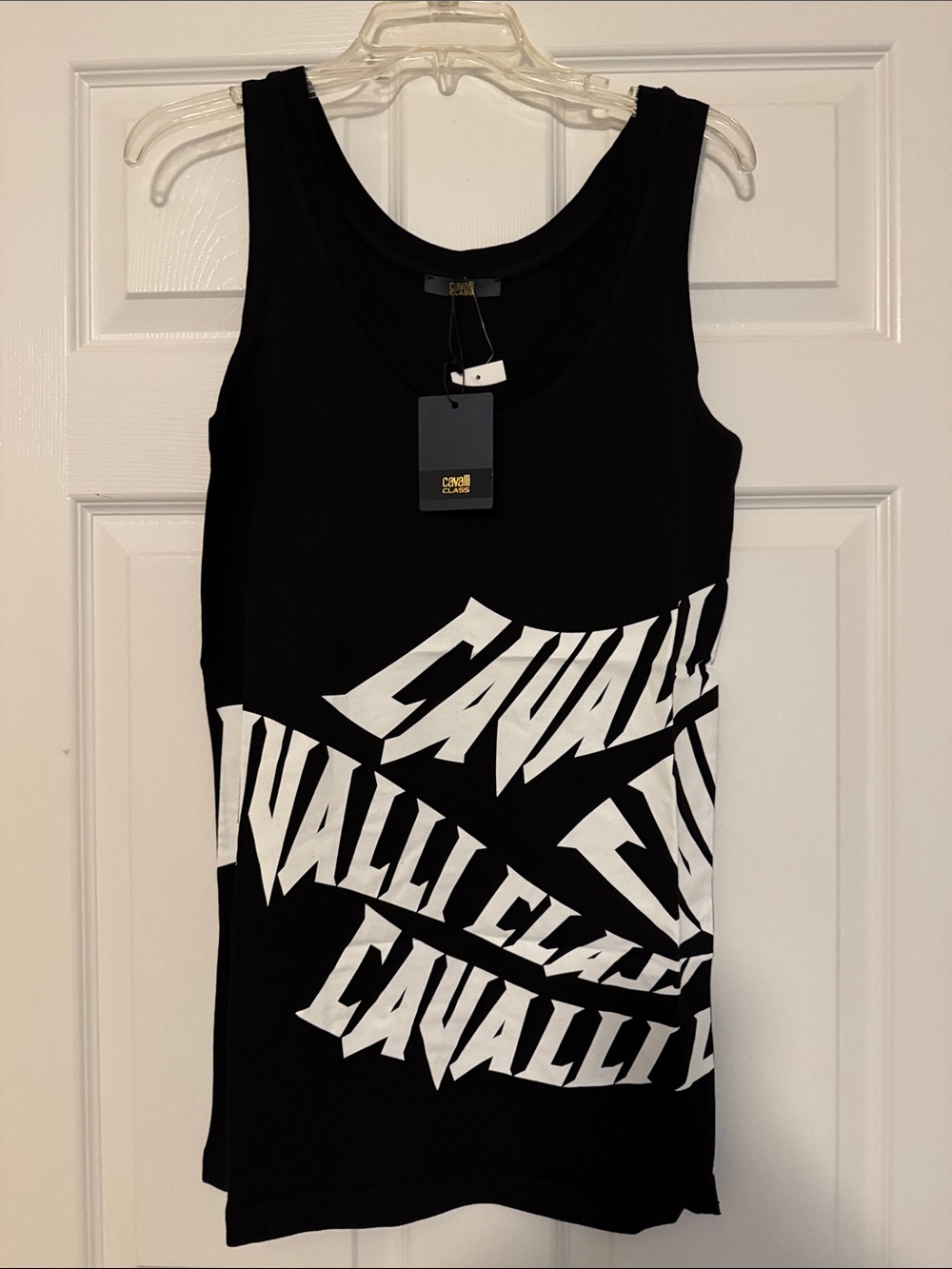 NWT Cavalli Class Black and White Logo Graphic Tank XL